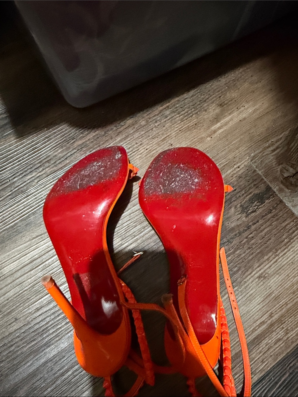 Christian Louboutin Bright Orange Braided-Strap Stiletto Sandals - Picture 2 of 3